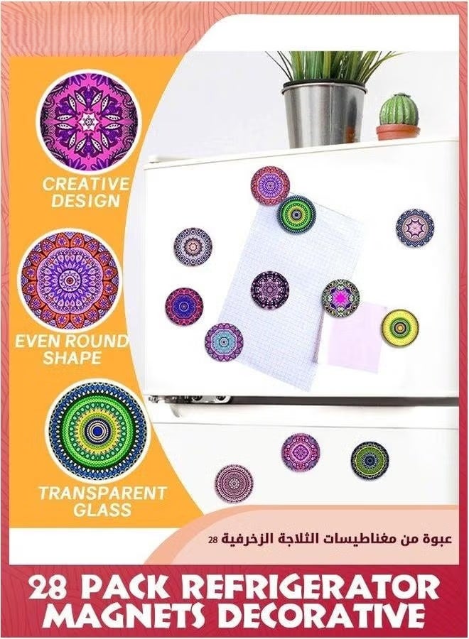 28 حزمة ثلاجة مغناطيس ديكور,ماندالا بتلة ثلاجة مغناطيس,مغناطيس ديكور,خزانة واللوحة الأبيض مغناطيس- مثالية لاستخدام المكتب المنزلي - Image 2