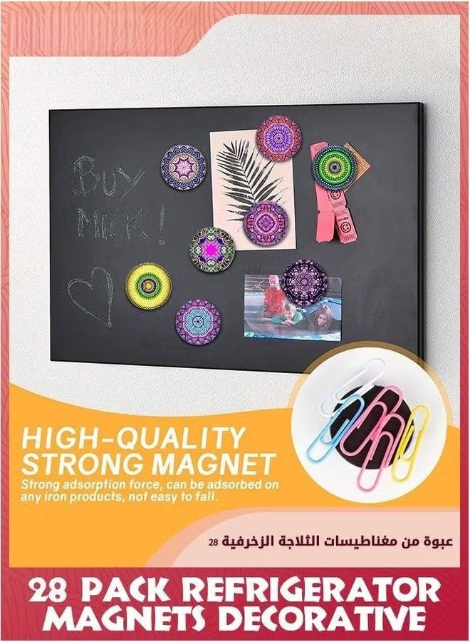 28 حزمة ثلاجة مغناطيس ديكور,ماندالا بتلة ثلاجة مغناطيس,مغناطيس ديكور,خزانة واللوحة الأبيض مغناطيس- مثالية لاستخدام المكتب المنزلي - Image 3