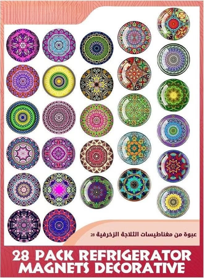 28 حزمة ثلاجة مغناطيس ديكور,ماندالا بتلة ثلاجة مغناطيس,مغناطيس ديكور,خزانة واللوحة الأبيض مغناطيس- مثالية لاستخدام المكتب المنزلي - Image 1