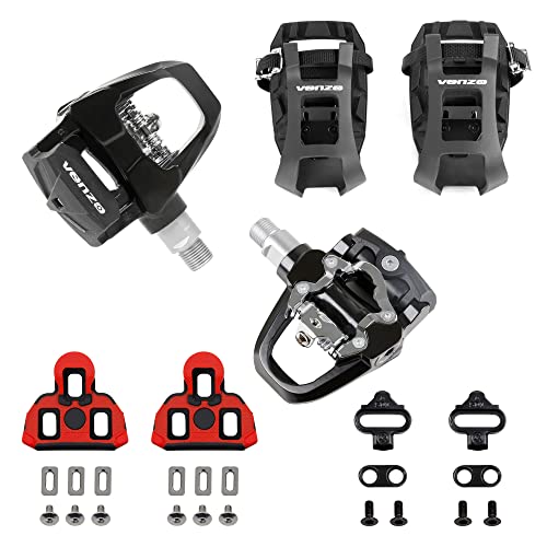 Venzo Compatible with Shimano SPDSL Shimano SPD System for Indoor Fitness Exercise Bike Bicycle Pedals Cleats with 916 Heavy Duty Spindles Sealed Bearing Pedals Cages - Image 1