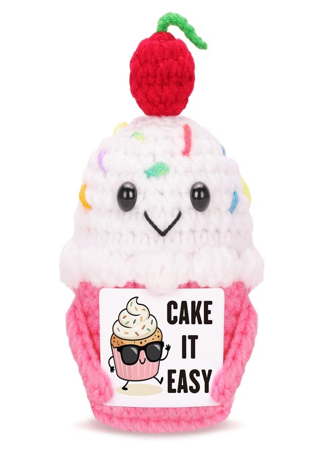 FunisFun Friendship Gift for Women Men - Cupcake Positive Crochet Doll with Uplifting Charm, Birthday Gifts for Best Friends Teacher Graduation - Image 1