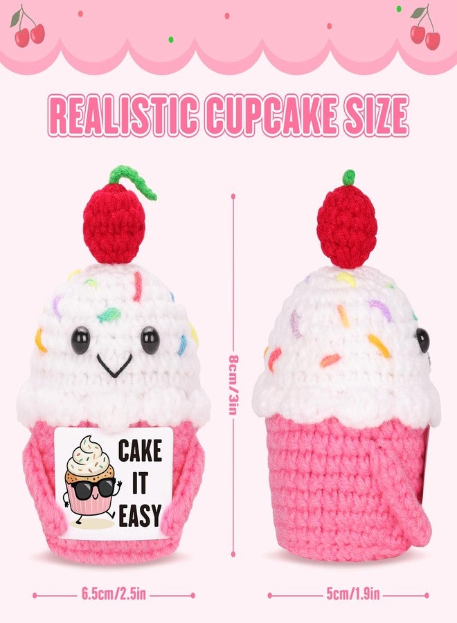 FunisFun Friendship Gift for Women Men - Cupcake Positive Crochet Doll with Uplifting Charm, Birthday Gifts for Best Friends Teacher Graduation - Image 2