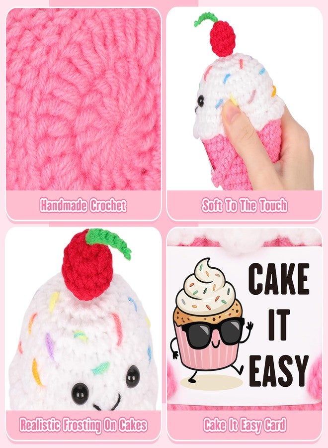 FunisFun Friendship Gift for Women Men - Cupcake Positive Crochet Doll with Uplifting Charm, Birthday Gifts for Best Friends Teacher Graduation - Image 3