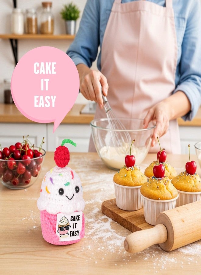 FunisFun Friendship Gift for Women Men - Cupcake Positive Crochet Doll with Uplifting Charm, Birthday Gifts for Best Friends Teacher Graduation - Image 5