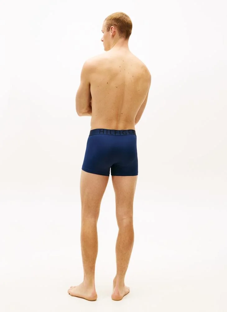 Tommy Hilfiger Act Aqu/Blk/Pitch Blu 3-Pack Logo Waistband Cooling Microfibre Trunks for Men | Best Price UAE