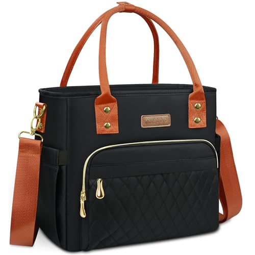 MIYCOO Lunch Bag Lunch Box Women Leakproof Insulated Lunch Cooler Bag for Women Large Lunch Tote Bags Adults Black Orange - Image 1
