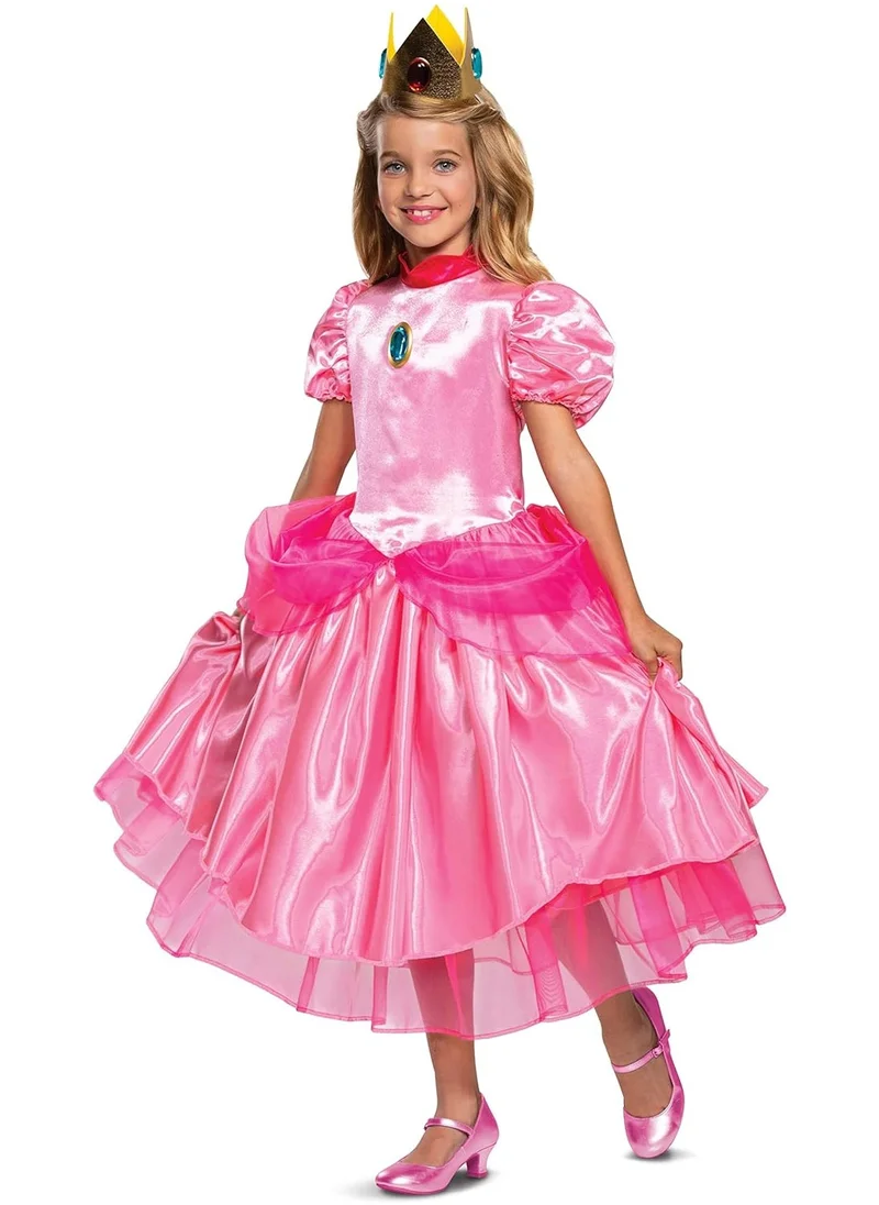 Party Centre Princess Peach Costume Dress, Nintendo Super Mario Bros Deluxe Dress Up Outfit for Girls