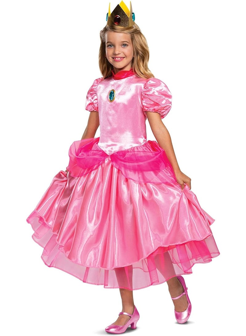 Party Centre Princess Peach Costume Dress, Nintendo Super Mario Bros Deluxe Dress Up Outfit for Girls - Image 1
