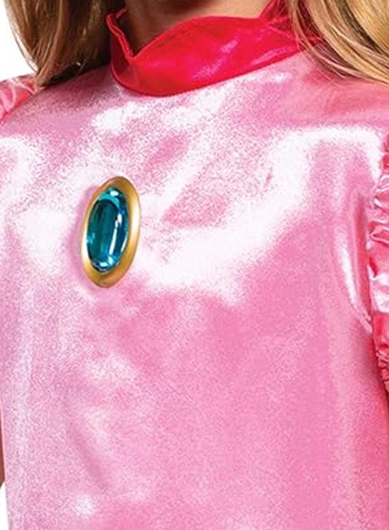Party Centre Princess Peach Costume Dress, Nintendo Super Mario Bros Deluxe Dress Up Outfit for Girls - Image 2