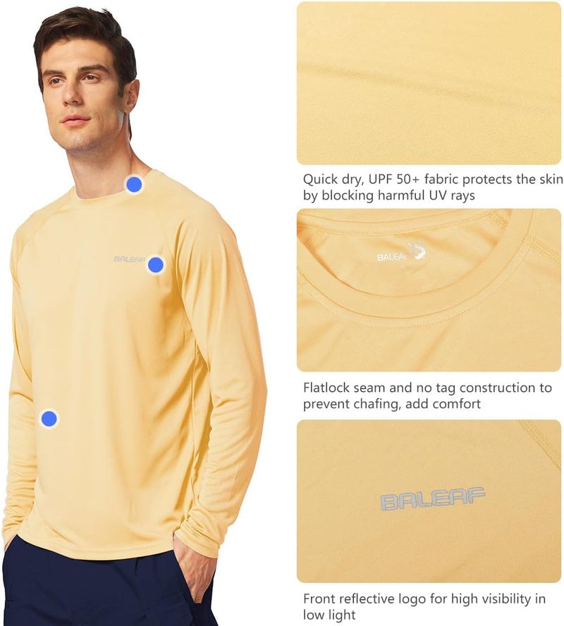 Baleaf Men's Sun Protection Shirts UV SPF UPF 50+ Long Sleeve Rash Guard Fishing Running Quick Dry Lightweight - Image 3