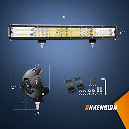 Nilight 18004CA LED Light Bar 20Inch 288w Triple Row Flood Spot Combo 28800LM Led Bar Driving Lights Boat Lights Led Off Road Lights for Trucks 2 Years Warranty - Image 3