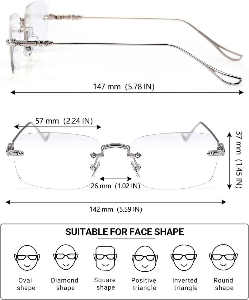 TERAISE Frameless Metal Reading Glasses for Men/Women Blue Light Blocking - Rimless Fashion Comfortable Computer Glasses - Image 5