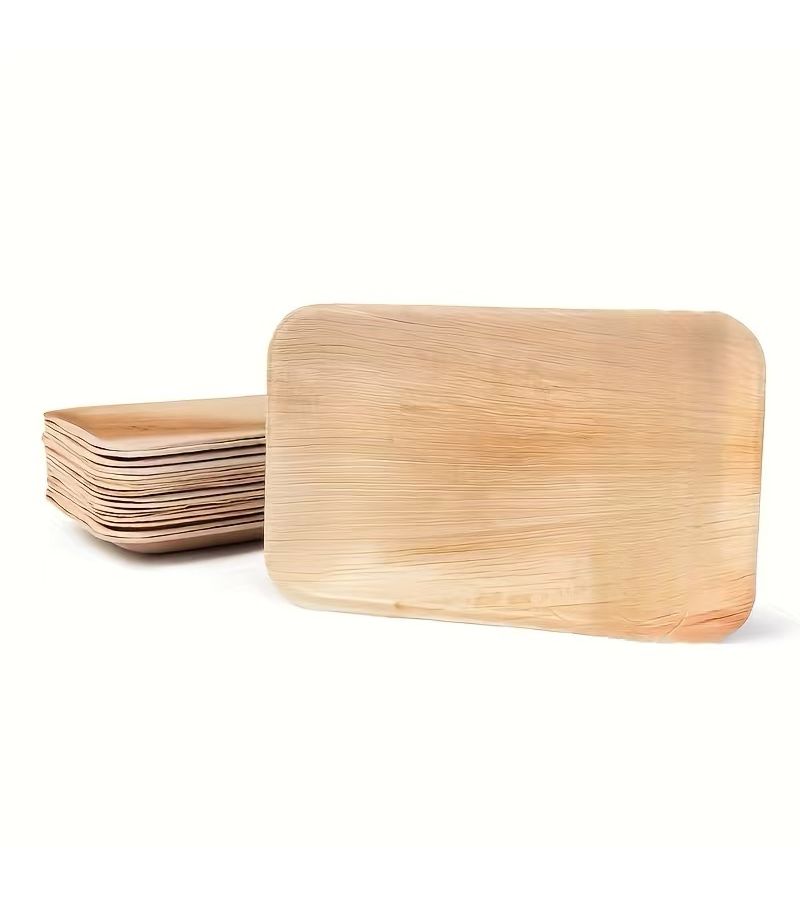 60pcs Disposable Wooden Plate Set Including 9.6 Inch Plates Forks And Knives For Outdoor Barbecues Family Gatherings Parties Weddings And Buffets - Image 5