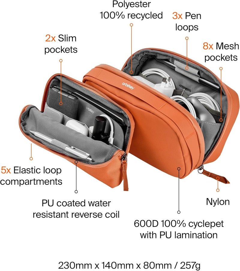 Orbitkey Orbitkey 2in1 Tech Accessory Pouch  Terracotta - Image 5