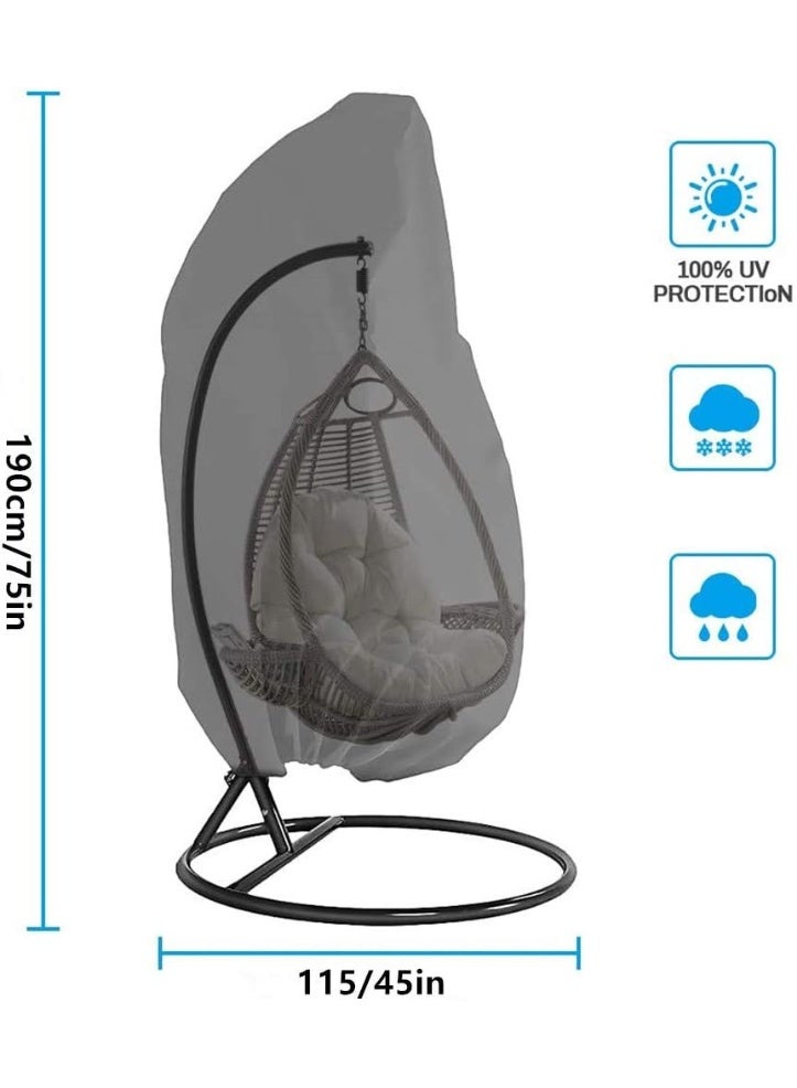 إيونتو غطاء كرسي معلق متين مقاوم للماء 190×115 سم - قماش أكسفورد 210D مقاوم للأشعة فوق البنفسجية والغبار وواقي كرسي الأرجوحة الخارجي وكرسي البيض، أغطية الفناء والحديقة والخوص والكراسي - Image 2