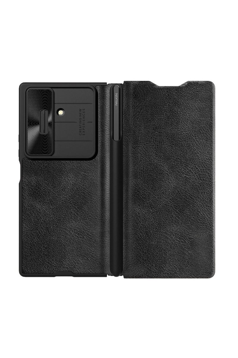 عام غطاء حماية لجهاز Samsung Z Fold 7 - غطاء جلدي مع حماية متكاملة للعدسات، مزود بفتحة مدمجة للقلم، بتصميم دقيق يضمن حماية شاملة. - Image 1