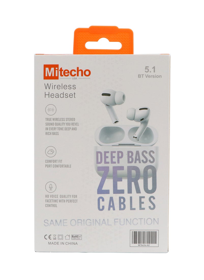 Mi techo - Mi techo A2 Wireless Headphones with Deep Bass and Touch Controls White - Image 1