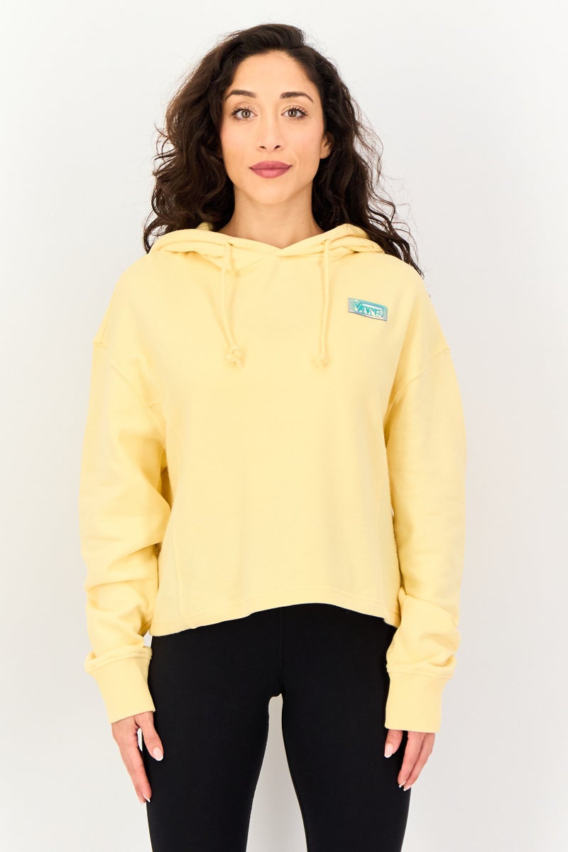 VANS Women Brand Logo Long Sleeve Hoodie, Yellow - Image 1
