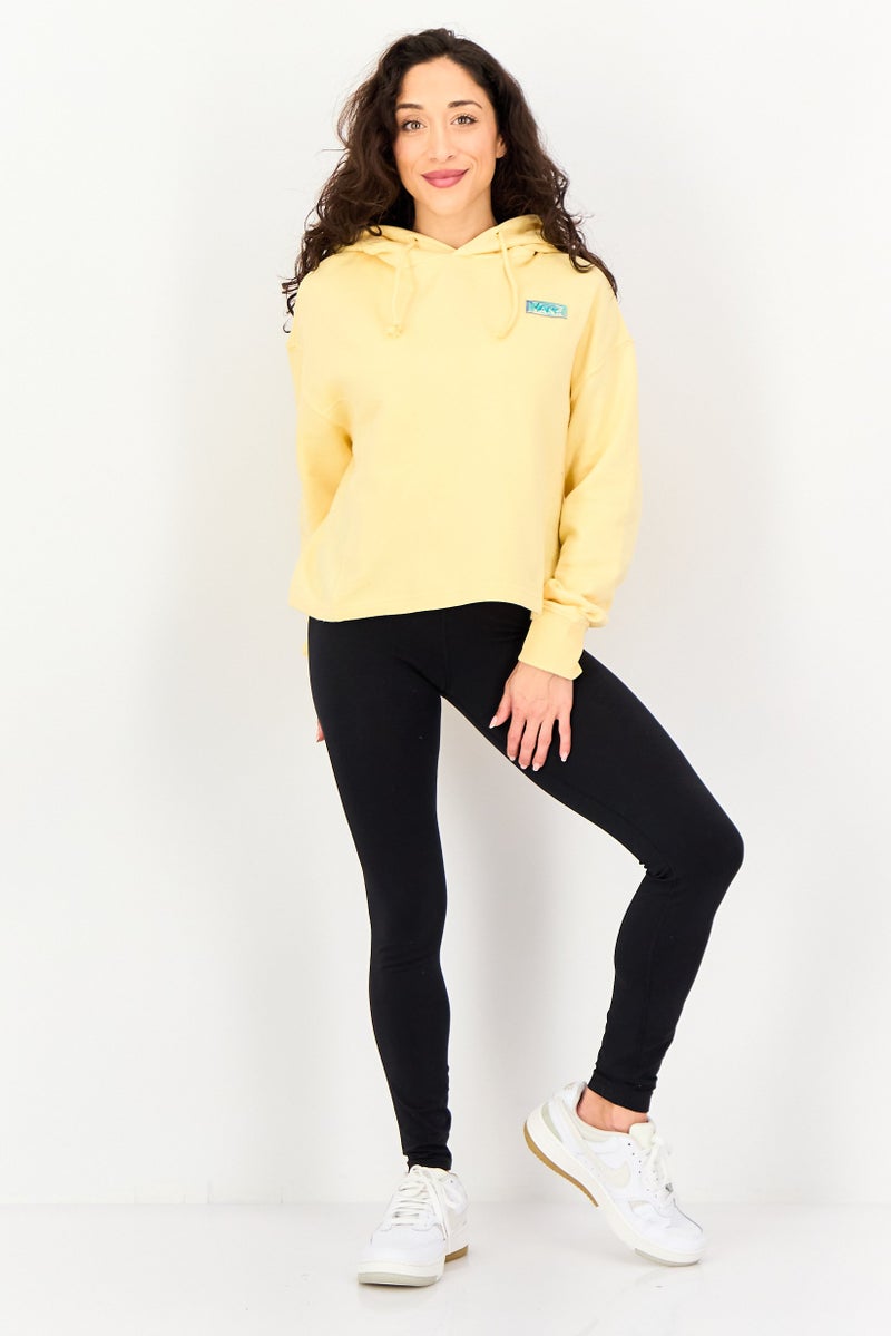 VANS Women Brand Logo Long Sleeve Hoodie, Yellow - Image 3