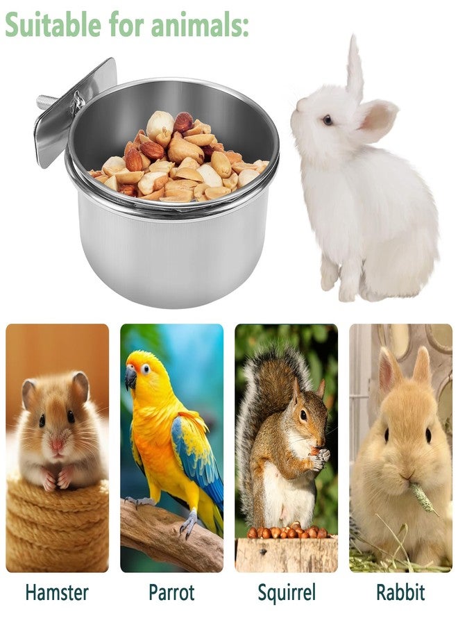 BCHARYA 2 Pack Stainless Steel Bird Food Bowls with Clamp - Rust Proof Metal Feeding Cups for Parrot Cage, Easy Clean Water Dish for Cockatiel Conure Budgie Parakeet Small Animal (3.9 Inch, Silver) - Image 5