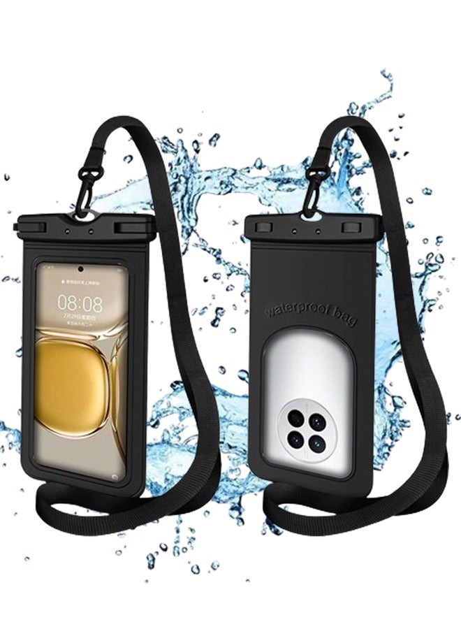VUCATIN Waterproof Phone Pouch Universal IPX8 Waterproof Phone Case with Detachable Lanyard Cellphone Dry Bag for Phone Up to 7.2" Underwater Screen Touchable Travel Beach Essentials protective case  (Black)  - Image 1