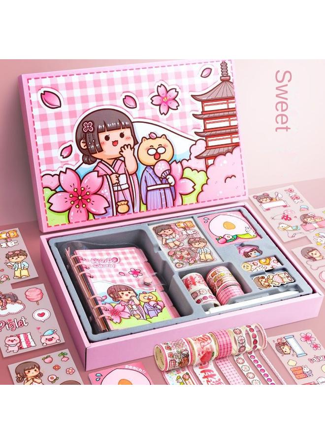 Bluejw Small Potato Cute Hand Ledger Suit Transparent Loose-leaf Book Full Set Of Hand Ledger Tools And Paper Stickers Note Notebook - Image 1