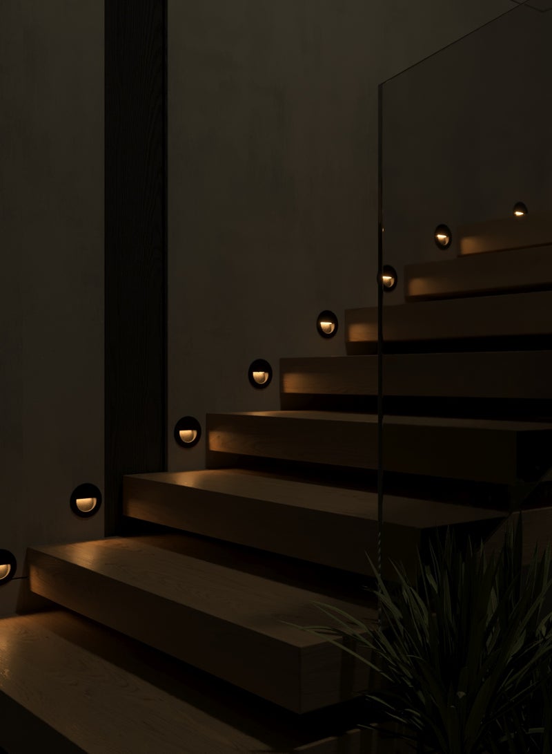 UCANDLE 6Pcs Round Staircase Flashlight Black Frame  - Image 3