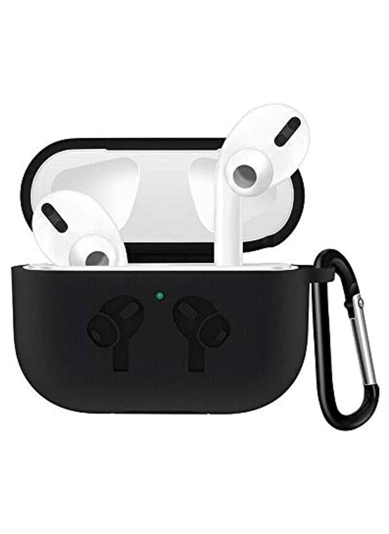 Generic AirPods Pro Case, Shockproof Protective Silicone Cover for AirPods Pro Black, Soft Silicone Shockproof Cover with Ring Buckle, Case for AirPods Pro Earphone  - Image 1