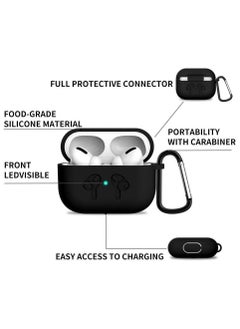 Generic AirPods Pro Case, Shockproof Protective Silicone Cover for AirPods Pro Black, Soft Silicone Shockproof Cover with Ring Buckle, Case for AirPods Pro Earphone  - Image 2