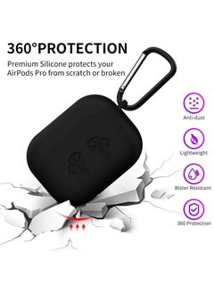 Generic AirPods Pro Case, Shockproof Protective Silicone Cover for AirPods Pro Black, Soft Silicone Shockproof Cover with Ring Buckle, Case for AirPods Pro Earphone  - Image 4