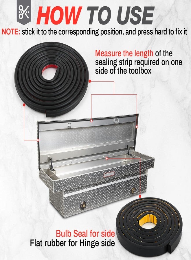Pangda 2 Pack Toolbox Weather Seal Gasket Self Adhesive Seal Strip 2.5 Meters Flat Rubber Tool Box Gasket 4.6 Meters Spherical Weatherstrip for Most Truck Toolboxes Accessories - Image 3