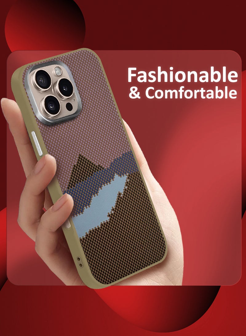 CATANES iPhone 16 Pro Max 3Packs Case Cover Carbon Fiber Pattern Phone Case Slim Shockproof Back Cover with Two 3D Screen Protectors - Mountain Pattern - Image 3