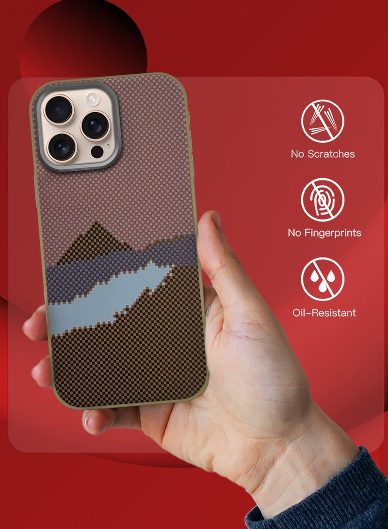 CATANES iPhone 16 Pro Max 3Packs Case Cover Carbon Fiber Pattern Phone Case Slim Shockproof Back Cover with Two 3D Screen Protectors - Mountain Pattern - Image 4