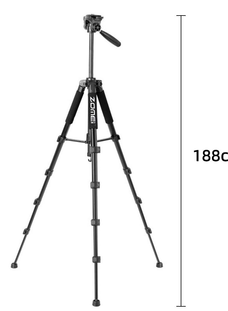 ZOMEI Compact Aluminium Professional Tripod Stand Portable Travel Digital Camera Canon Smartphone Telephone Photographic Floor Tripod 188cm/73.6in Tall Q188 (Red&Black） - Image 2