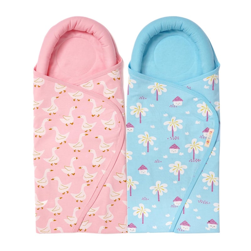 TIDY SLEEP Baby Pod Swaddle Wrap for Newborn, Snuggle Pod with U Shape Ring Head Protection Support | Baby Snuggle Pod Swaddle Wrapper | Pack of 2 (0-3 Months) (Duck & Farmland) - Image 1