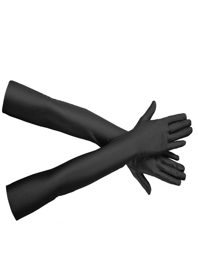 1 Pair Long Women’s Gloves Elbow Length Flapper Gloves Finger Opera Evening Party Gloves 20s Black Bridal Gloves Wedding Summer Drive Driving Gloves for Women Girls Ladies  - Image 2
