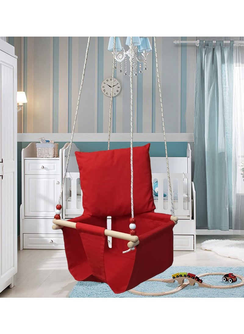 Wooden Baby Ceiling Swing with Cushion - Red - pzsku/ZBE7F6F121FD39EDE1661Z/45/_/1730556856/55be9daa-d4c3-4741-ad90-61234c84915e