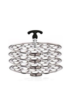 AadiVeer AadiVeer Royal Stainless Steel 4 Mini Idli Plates Mini Idli Stand Mini Idli Maker 72 Idlies With Stand Lifter Silver  - Image 1