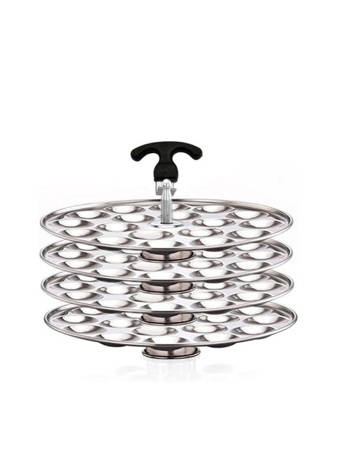 AadiVeer Royal Stainless Steel 4 Mini Idli Plates Mini Idli Stand Mini Idli Maker 72 Idlies With Stand Lifter Silver