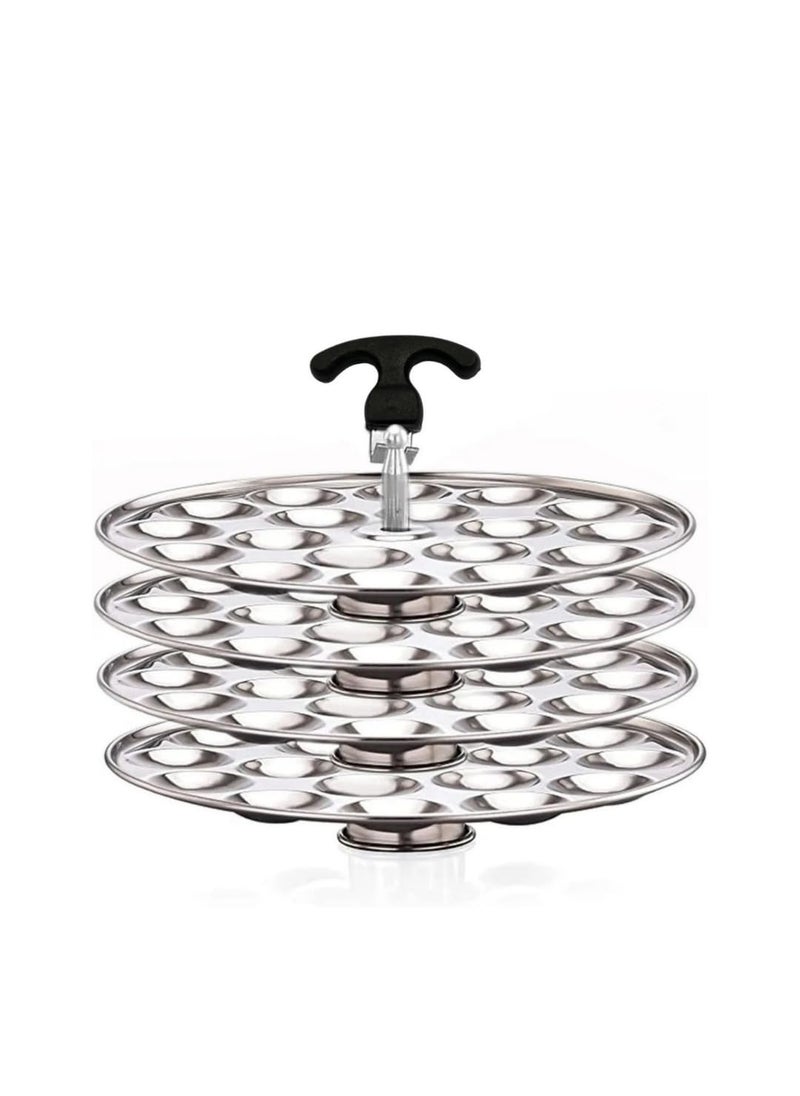 AadiVeer AadiVeer Royal Stainless Steel 4 Mini Idli Plates Mini Idli Stand Mini Idli Maker 72 Idlies With Stand Lifter Silver  - Image 1