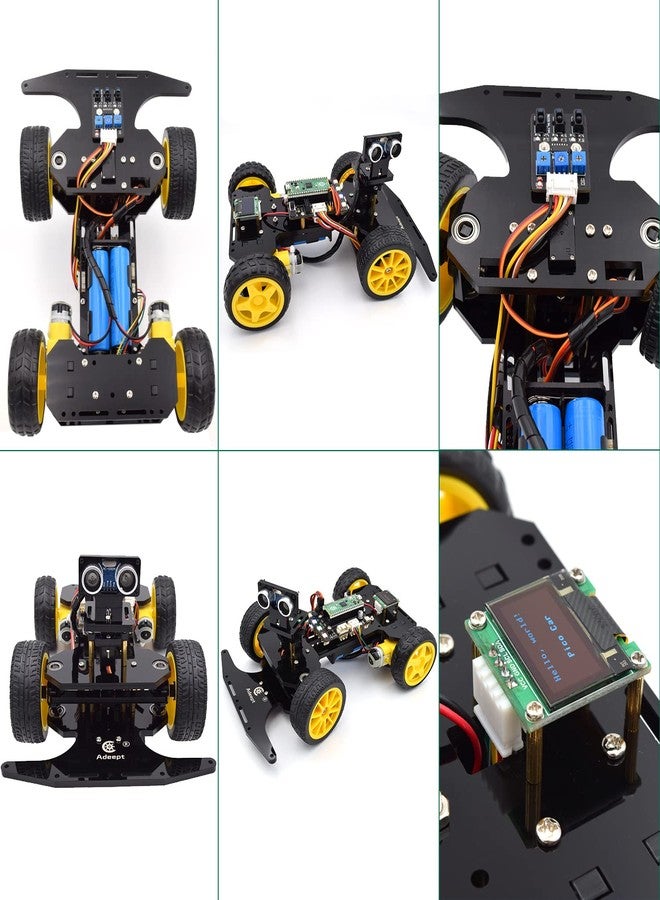 Adeept Smart Car Kit Compatible with Raspberry Pi Pico, Line Tracking, Obstacle Avoidance, Colorful Light, DIY STEM IR Remote Controlled Educational Robot Car Kit with MicroPython Code and Tutorials - Image 4