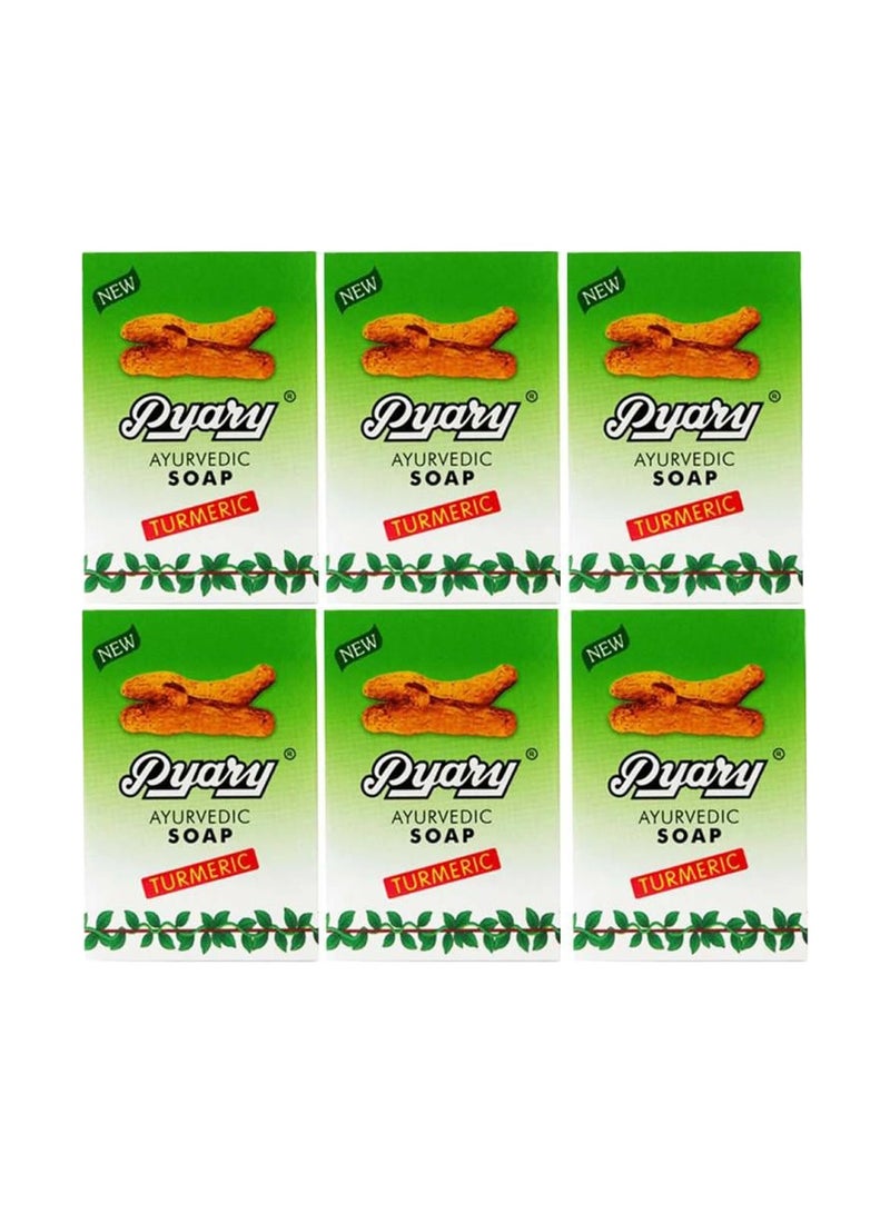 Pyary 6-Piece Turmeric Ayurvedic Turmeric Soap 6*75gm - Image 4