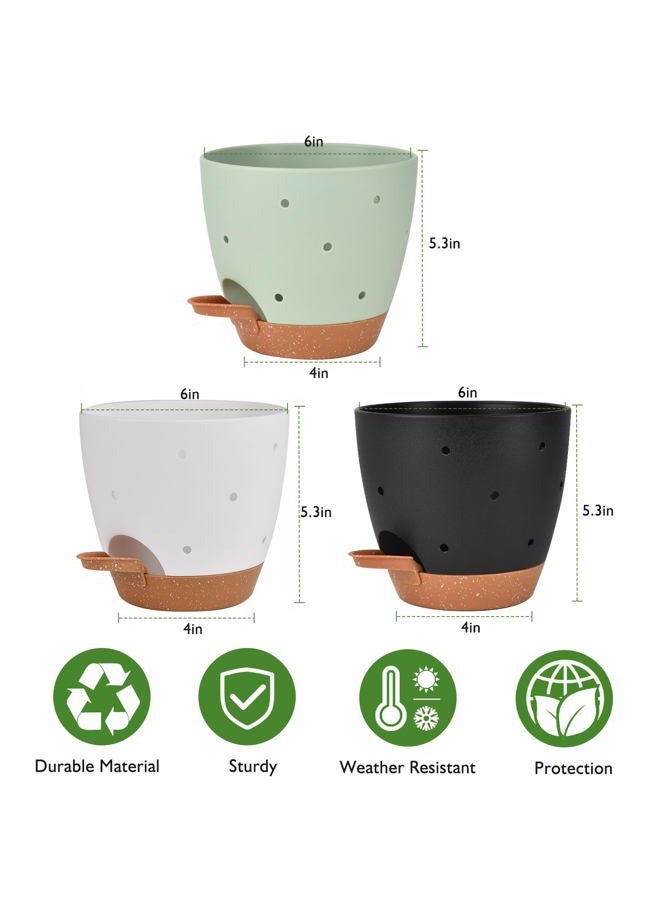 Vanslogreen 6 Inch Orchid Pots with Holes, 3 Pack Self Watering Planters for Orchids Plastic Orchid Pot Plant Flower Pots for Orchids Indoor Outdoor (Multicolor) - Image 4