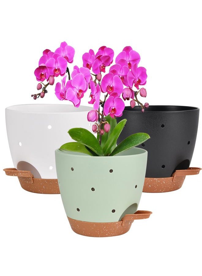Vanslogreen 6 Inch Orchid Pots with Holes, 3 Pack Self Watering Planters for Orchids Plastic Orchid Pot Plant Flower Pots for Orchids Indoor Outdoor (Multicolor) - Image 1