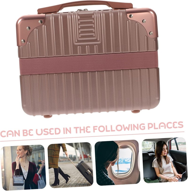 J - GO THE BUSINESS HUB Mini Suitcase Makeup Case Trunk Case Suitcase Small Handbag Carry Bag Carry Case Cosmetic Bag Womens Large Capacity Lightweight Carry Case Trunk Box Small Items Portable  - Image 4