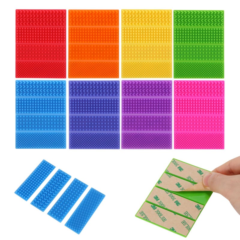 PuraEase Textured Sensory Stickers 8 Pack Silicone Fidget Strips for Kids Adults with ADHD Autism Anxiety Quiet Toys for Desk Travel Office Great for Gifting Rewards Fillers - Image 3