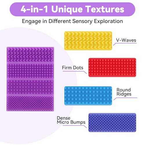 PuraEase Textured Sensory Stickers 8 Pack Silicone Fidget Strips for Kids Adults with ADHD Autism Anxiety Quiet Toys for Desk Travel Office Great for Gifting Rewards Fillers - Image 5
