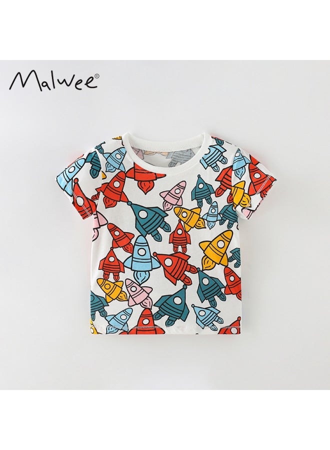 Malwee Boys' T-shirt Summer European And American Style Midi Kids Fashionable Little Boy Printed Short Sleeve Children's Clothing