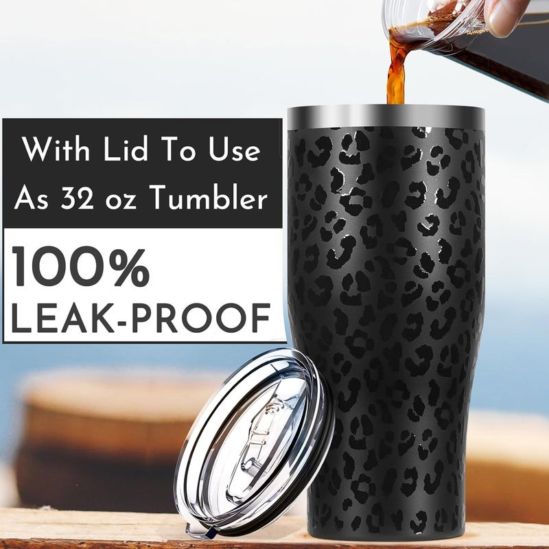 Niceyos Universal Iced Coffee Sleeve - Upgraded Double Wall Reusable Stainless Steel Holder Sleeves Insulator for Cold Drinks Fits Starbucks Dunkin Donuts McDonalds Small Medium Large Cup (Black Leopard) - Image 3