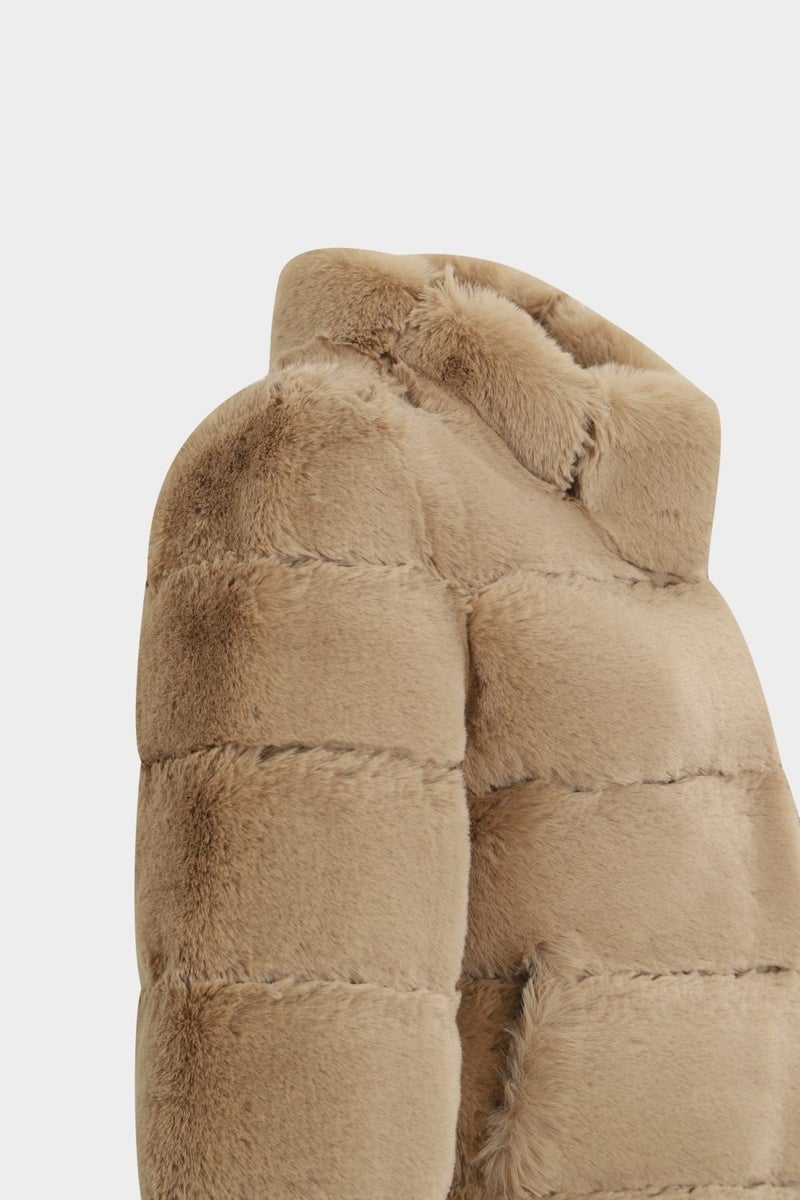 Açelya Okcu AÇELYAOKCU Premium Stand Collar Women's Rex Faux Fur Jacket  - Image 3